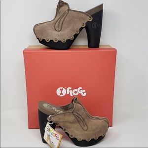 Flogg Diana Clogs. Suede and wood. New in box